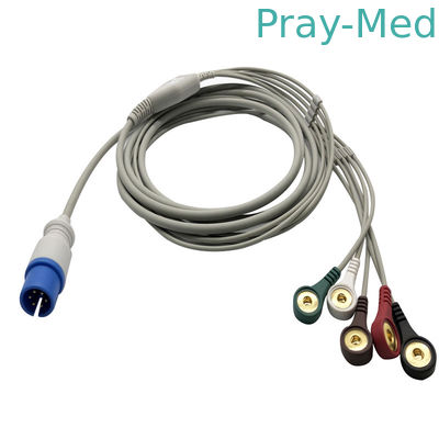 kaufen 5 Steuer-Ecg-Kabel der Führungs-6pin Mäk physiologisches mit Klemmschnellende Online-Herstellung