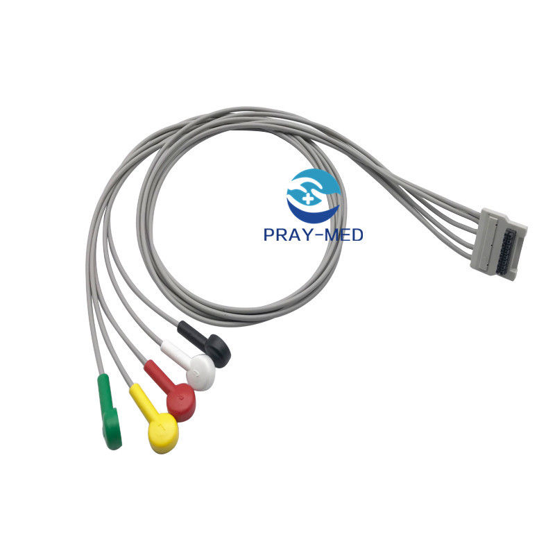 TPU Jacket BTL-08 5 Lead Holter Ecg Cable 102cm For 12 Channel