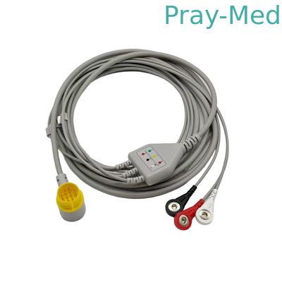 Lifegain CU-HD1 12-poliges einteiliges EKG-Kabel 3 Ableitungen AHA Snap