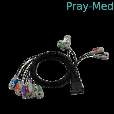10-Lead-EKG-Holter-Kabel mit TPU-Jacket kompatibel für Schiller MS-12 und Cardiovit FT-1