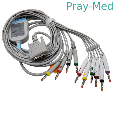 Pädiatrisches 10 Führung Edan-EKG Kabel SE-12 drücken SE-1200 3.6m TPU Jacke aus