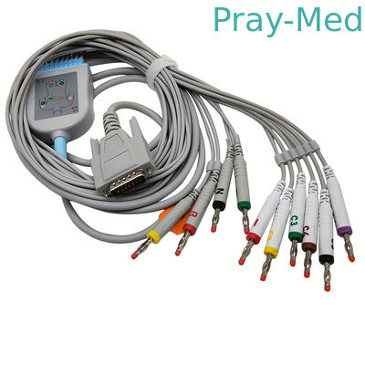 Graues TPU-Jacke 3.6m EKG Kabel AHA Verbindungsstück DBs 15 Führung Iecs 10